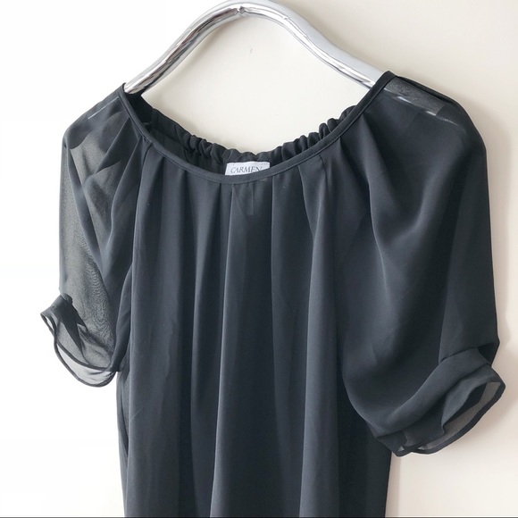 Carmen Marc Valvo Tops - Carmen Marc Valvo sheer tie back pin tuck blouse
